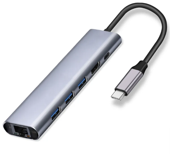USB-C 6-in-1 hub with HDMI Ethernet and USB 3.0 ports