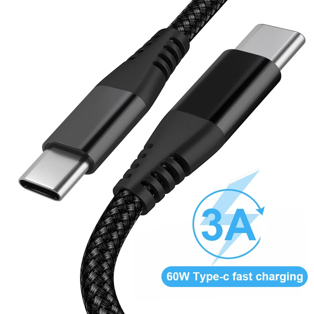 Close-up of durable braided USB-C cable connectors