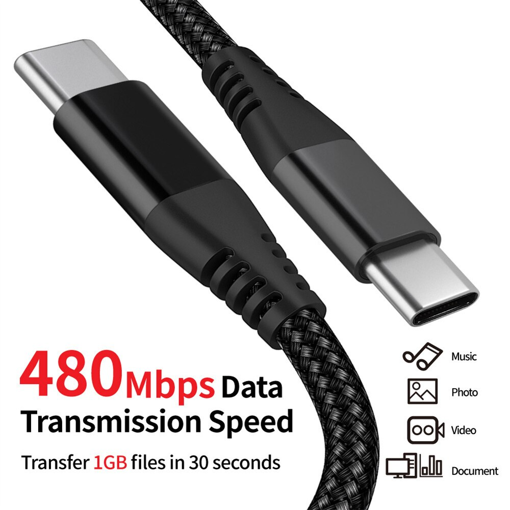 USB-C cable with reinforced braided nylon design