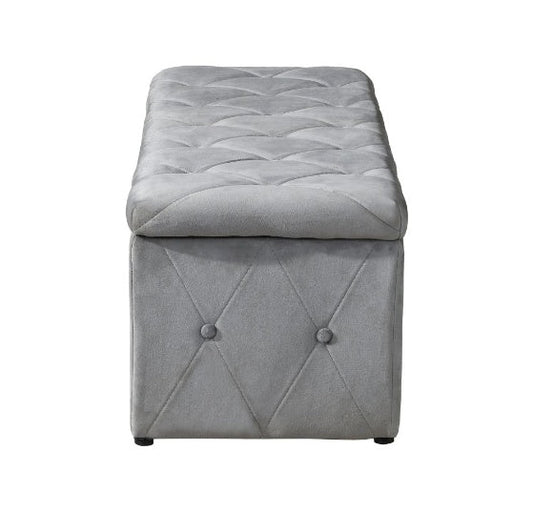 Rectangular storage ottoman with two matching foldable ottomans in a modern living room