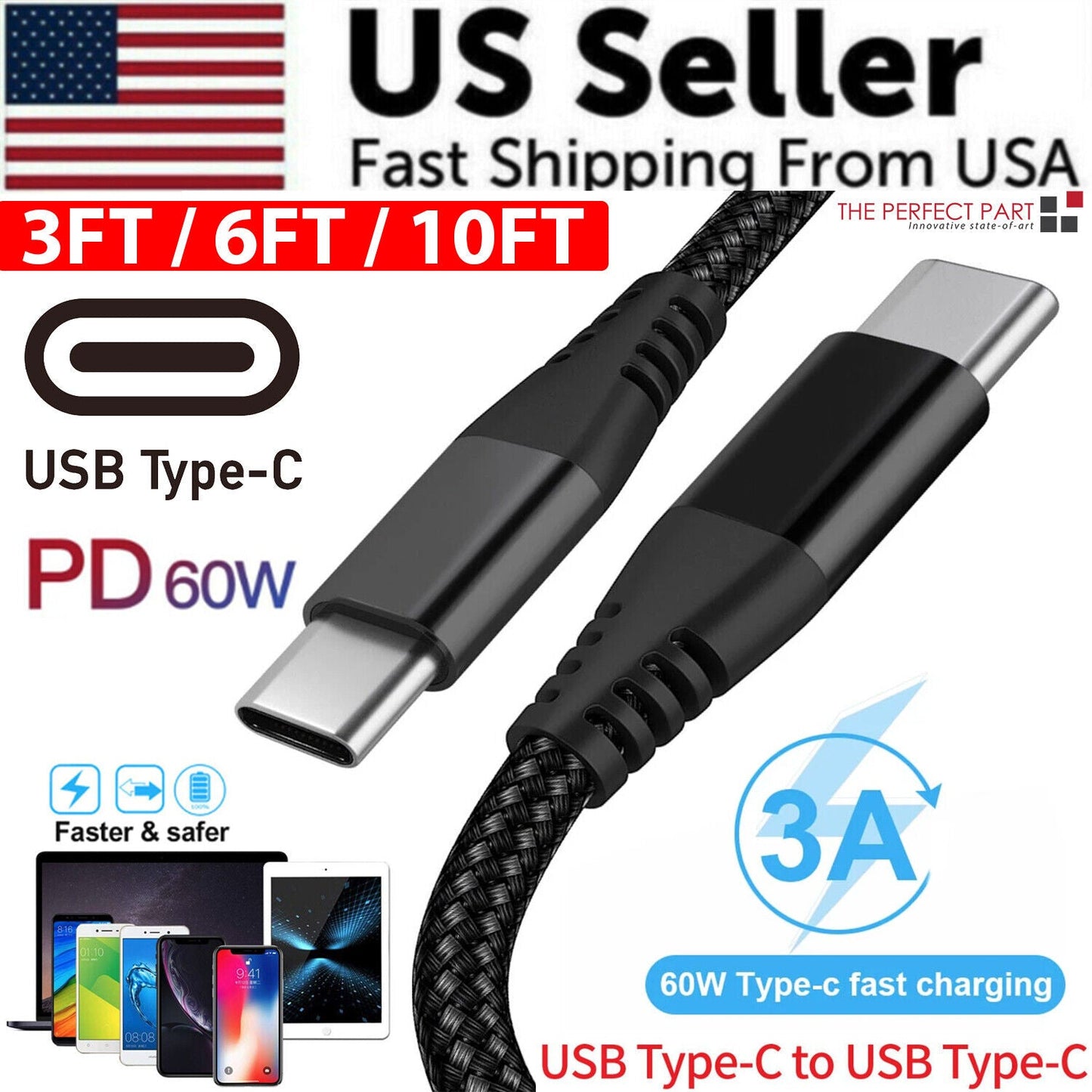 Premium USB Type-C cable supporting 100W fast charging