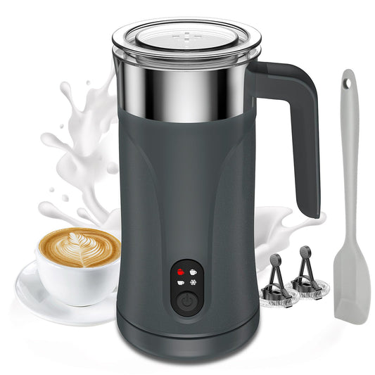 Ovetedot 4-in-1 automatic milk frother and steamer preparing creamy milk foam for cappuccino