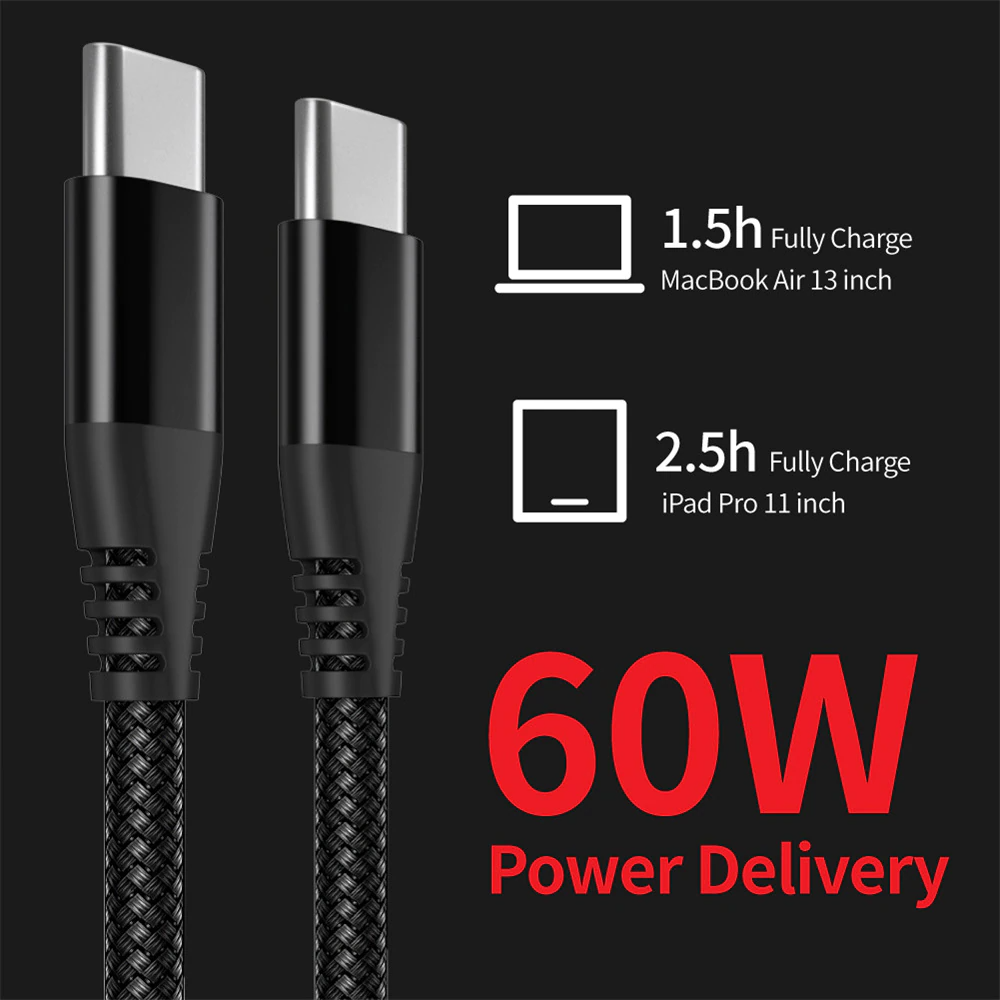 Braided USB-C to USB-C fast charging cable