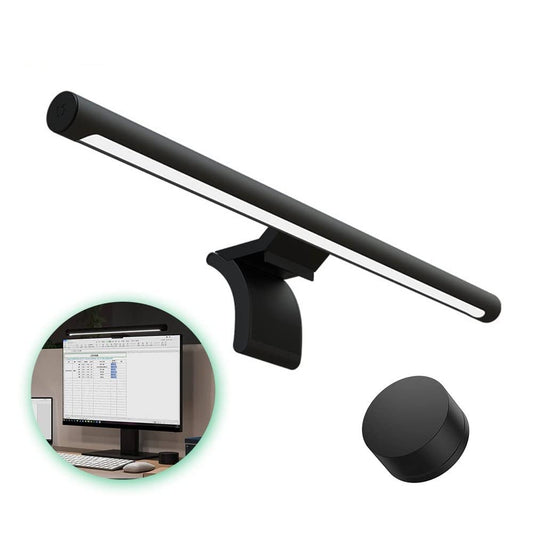 Xiaomi Mi Computer Monitor Light Bar mounted on a monitor illuminating a modern workstation without screen glare