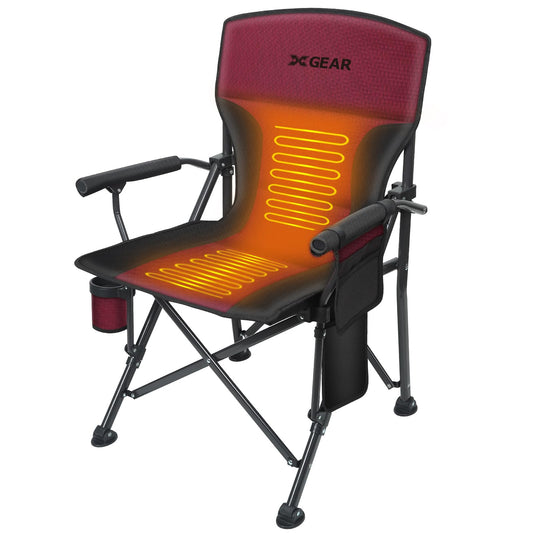 Heated camping chair with USB powered warming seat