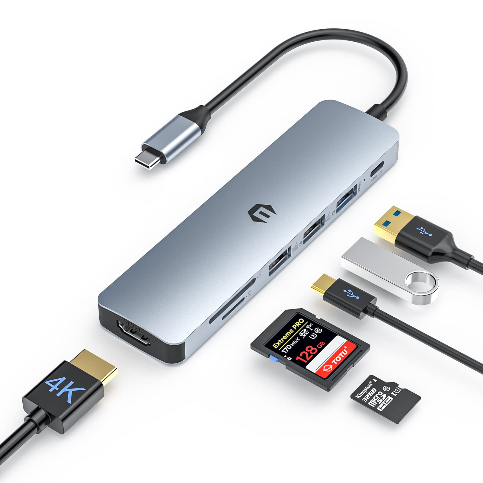 Premium aluminum USB-C multiport adapter for laptops
