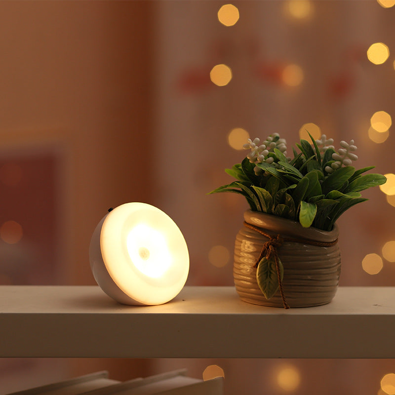 Rechargeable LED motion sensor night light installed inside a wardrobe for automatic illumination
