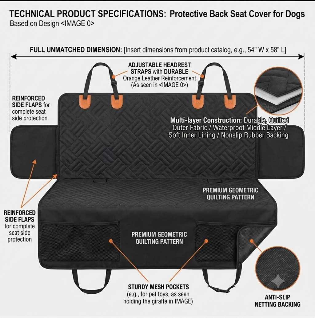 Protective back seat cover for dogs in cars