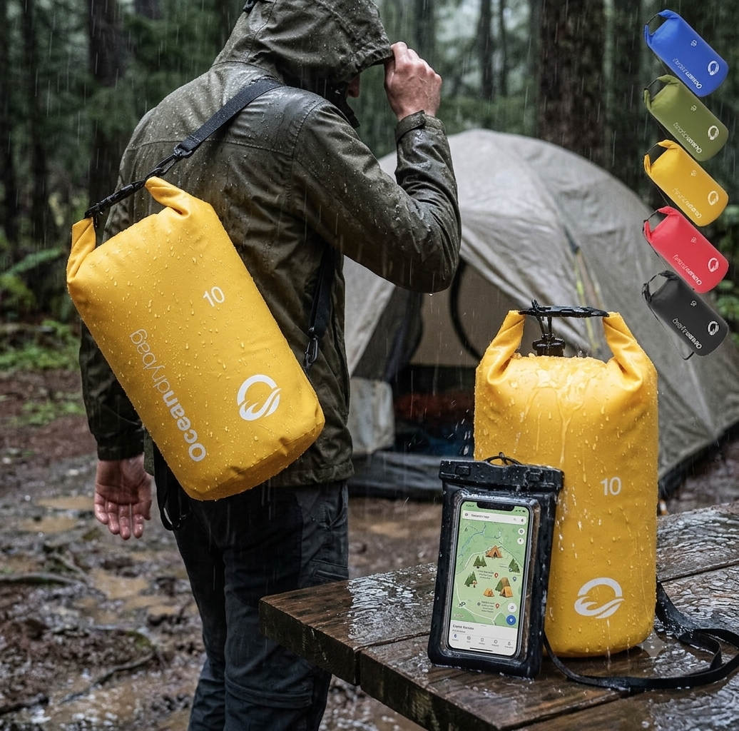 Outdoor waterproof storage bag with shoulder strap