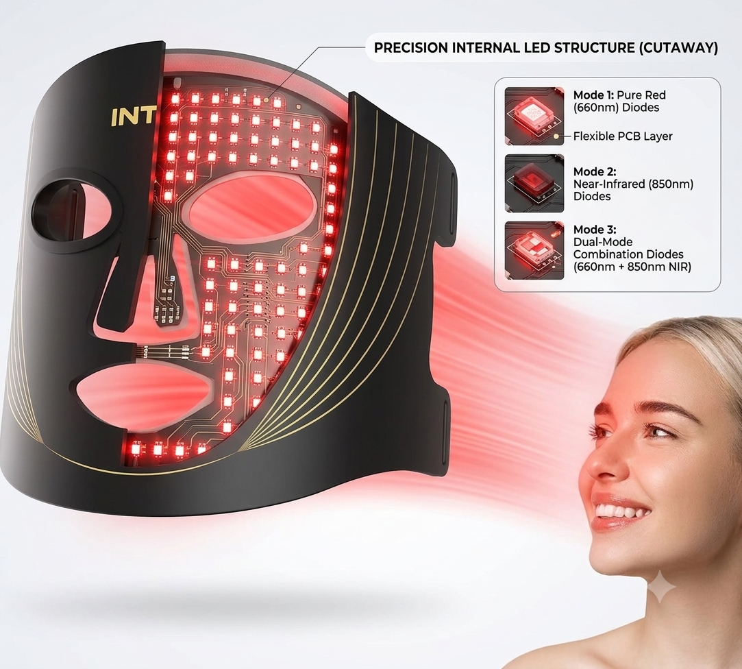 3-mode LED red light therapy face mask