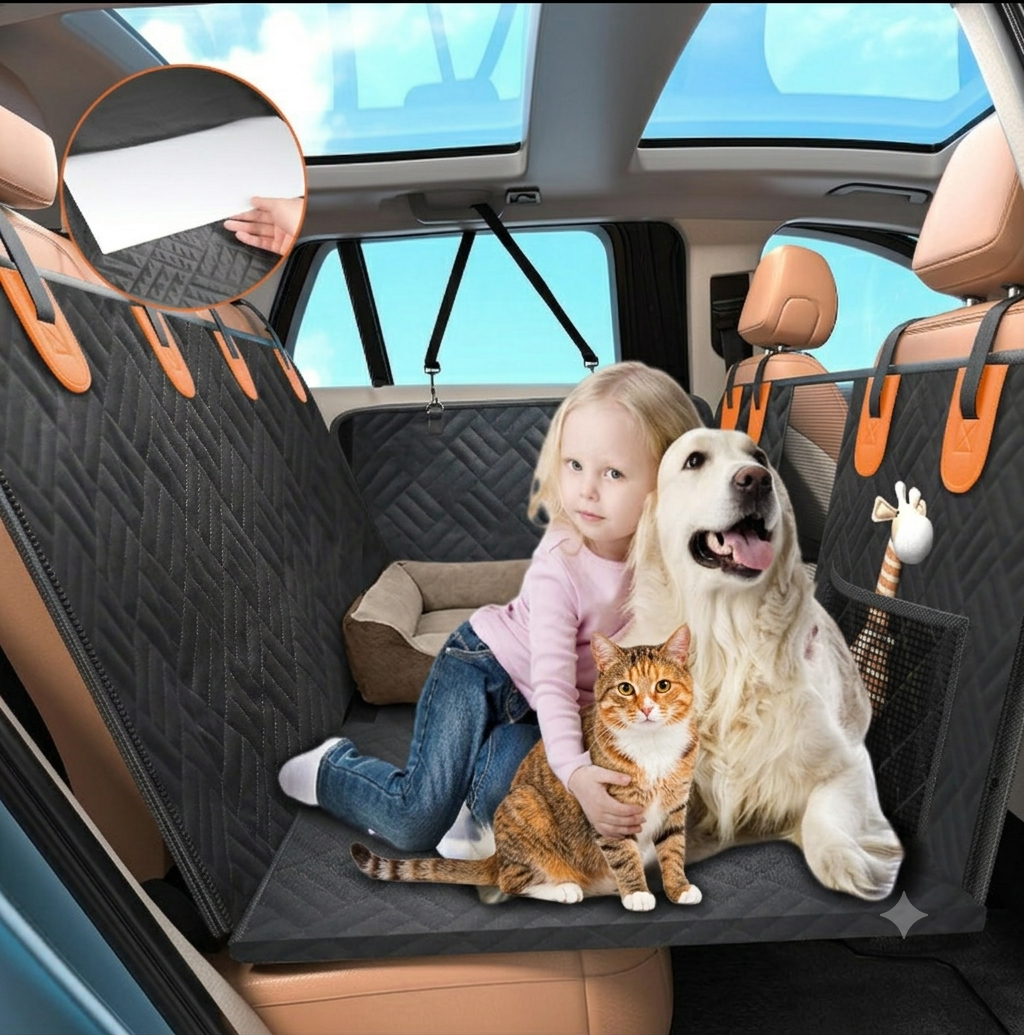 Protective back seat cover for dogs in cars