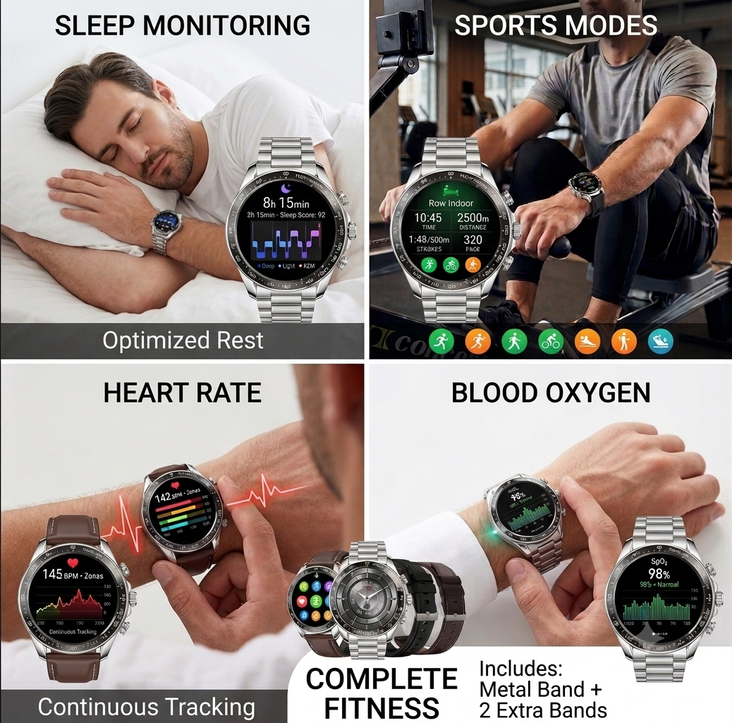 Premium Bluetooth smart watch with calling function and elegant metal design.