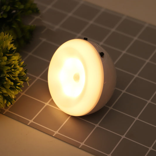 Rechargeable LED motion sensor night light installed inside a wardrobe for automatic illumination