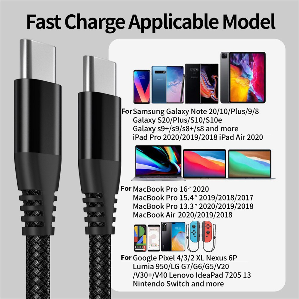 Close-up of durable braided USB-C cable connectors