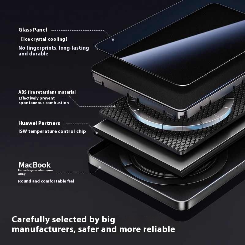 Magnetic wireless power bank for iPhone with compact premium design.
