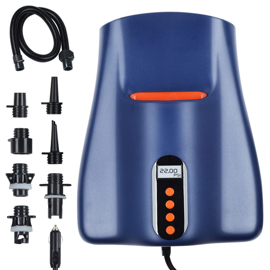 Portable 22 PSI electric SUP air pump with digital pressure display