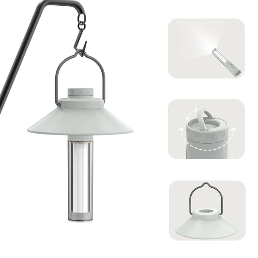 Rechargeable LED camping lantern for outdoor adventures and emergency lighting