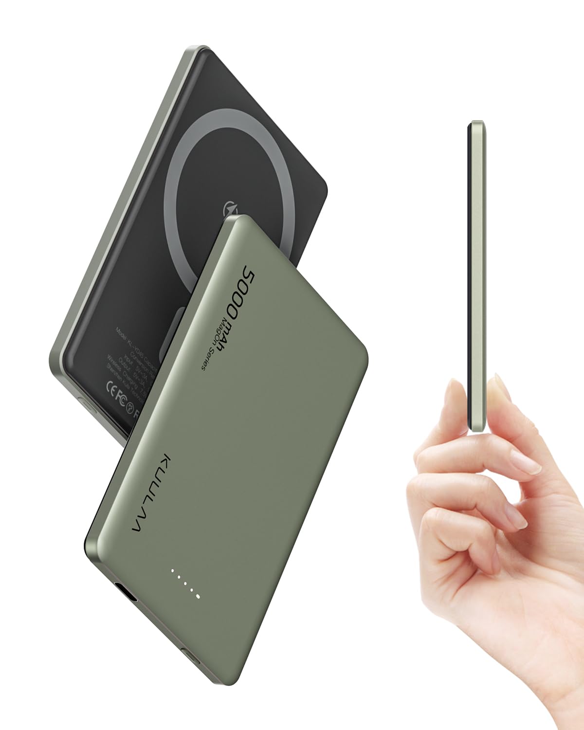 KUULAA 5000mAh Ultra Slim Magnetic Wireless Power Bank